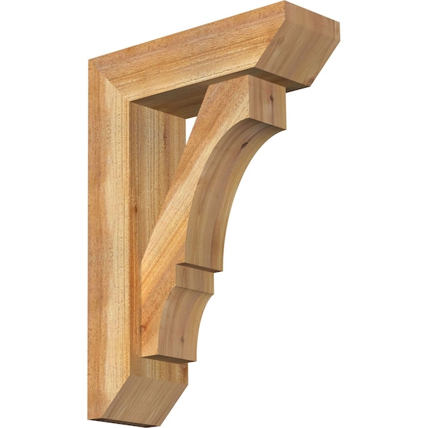 Ekena Millwork Balboa Slat Rough Sawn Bracket w/ Offset Brace, Western Red Cedar, 6"W x 18"D x 26"H BKT0604X18X26BOA06RWR - main